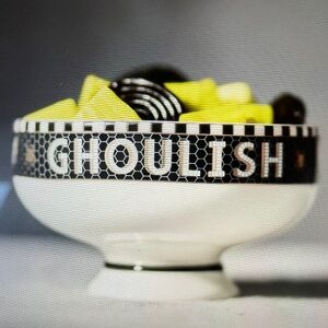 ❤️ ANTHROPOLOGIE BISTRO TILE STONEWARE NUT BOWL HALLOWEEN NEW